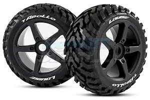 Louise 3.8" T-Apollo Tyres on Black Spoke Rims - Glued Truggy Wheels w/ Foam 2Pcs image 18051