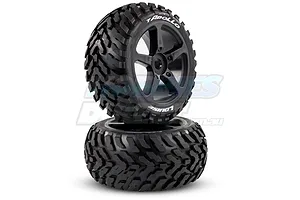 Louise 3.8" T-Apollo Tyres on Black Spoke Rims - Glued Truggy Wheels w/ Foam 2Pcs image 18052