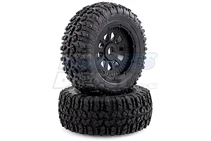 Rovan 4.7/5.5" 5IVE-T All Terrain Tyres on Black Rims - Beadlocked Wheels 2Pcs image 18122