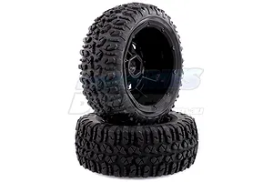 Rovan 4.7/5.5" 5IVE-T All Terrain Tyres on Black Rims - Beadlocked Wheels 2Pcs image 18123