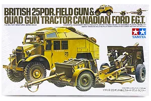 Tamiya 1/35 British 25 Pounder Field Gun &amp; Towing Truck Scaled Plastic Model Kit
