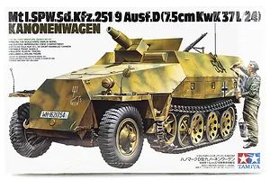 Tamiya 1/35 German Kanonenwager Ausf.D Half-Track w/ 7.5cm Kwk37L/24) Scaled Plastic Model Kit