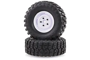 HSP 1.9" RC4 Soft Off Road Tyres on White Rims - Wheels 2Pcs image 18700