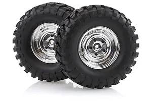 HSP 1.9" RC4 Soft Off Road Tyres on Chrome Rims - Wheels 2Pcs image 18701