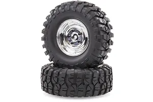 HSP 1.9" RC4 Soft Off Road Tyres on Chrome Rims - Wheels 2Pcs image 18702