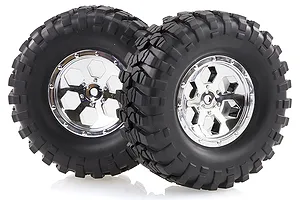 HSP 1.9" RC4 Soft Off Road Tyres on Chrome Rims - Wheels 2Pcs image 18705