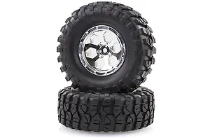 HSP 1.9" RC4 Soft Off Road Tyres on Chrome Rims - Wheels 2Pcs image 18706