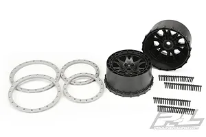 Pro-Line 4.0/5.5" Impulse Pro-Loc Black Rims - Grey Beadlocked Wheels 2Pcs image 19330