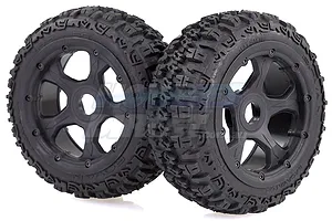 Rovan 4.7/5.5" Baja 5B Front Excavator Tyres on Black Rims - Beadlocked Wheels 2Pcs image 20185