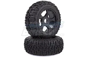 Rovan 4.7/5.5" Baja 5B Front Excavator Tyres on Black Rims - Beadlocked Wheels 2Pcs image 20186