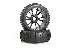HSP 2.8" Knobby Tyres on 6 Spoke Black Rims - Wheels 2Pcs image 20595