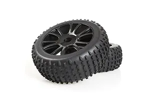 HSP 2.8" Knobby Tyres on 6 Spoke Black Rims - Wheels 2Pcs image 20596