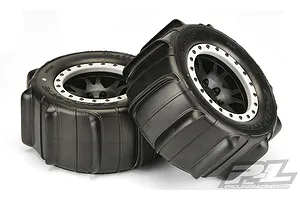 Pro-Line 4.0/5.5" X-Maxx Sling Shot Sand Paddle Tyres on Impulse Pro-Loc Black Bealock Rims - Glued Wheels 2Pcs image 23442