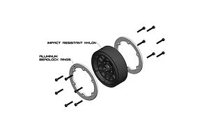 Vanquish Black 1.9" KMC XD229 Rims 2Pcs w/ Black Aluminium Beadlock Rings image 23927