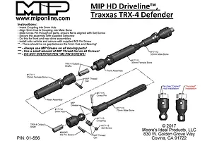 MIP TRX-4 (12.3" Wheelbase) Splined Center CVD Steel Drive Shafts 2Pcs image 23953