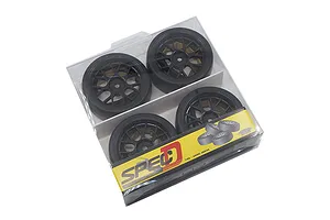 Yeah Racing 1.9" (+3mm Off-Set) Spec D Drift Tyres on Black Mesh Rims - Wheels 4Pcs image 24173