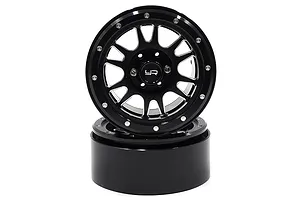 Yeah Racing Black Aluminium 2.2" 12 Spoke Beadlock Rims 2Pcs w/ Black 12mm Hex Hub image 24197