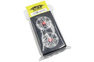 Yeah Racing Black/Silver Aluminium 2.2" 6 Spoke Beadlock Rims 2Pcs w/ Black 12mm Hex Hub image 24200