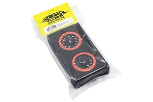 Yeah Racing Black Aluminium 1.9" F-RG Rims 2Pcs w/ Red Beadlocks & Black 12mm Hex Hub image 24203