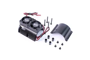 Yeah Racing Black Aluminium 40.8mm Heat Sink w/ Twin Tornado High Speed Cooling Fans