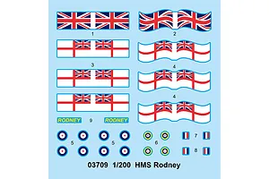 Trumpeter 1/200 HMS Rodney Battleship Plastic Model Kit image 24655