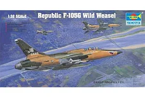 Trumpeter 1/32 U.S. Republic F-105G Wild Weasel Jet Scaled Plastic Model Kit image 25206