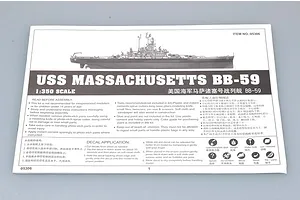 Trumpeter 1/350 USS Massachusetts BB-59 Battleship Plastic Model Kit image 25823