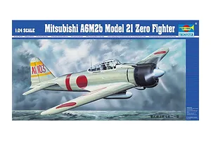 Trumpeter 1/24 Mitsubishi A6M2b Model 21 Zero Fighter Scaled Plastic Model Kit image 26225