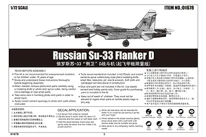 Trumpeter 1/72 Russian Su-33 Flanker D Fighter Jet Scaled Plastic Model Kit image 26236