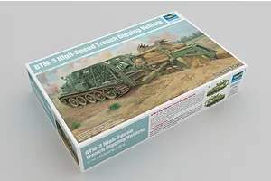 Trumpeter 1/35 scale BTM-3 High Speed Trench Digging Vehicle plastic model kit box, featuring box art of the vehicle in action.