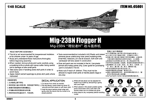 Trumpeter 1/48 Mig-23BN Flogger H Jet Scaled Plastic Model Kit image 26791