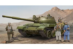 Box art illustration of a Russian T-62 tank with four armed figures in a desert landscape with mountains in the background.