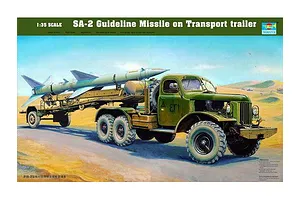 Trumpeter 1/35 SA-2 Guideline Missile w/ Transport Trailer & Truck Scaled Plastic Model Kit image 27056