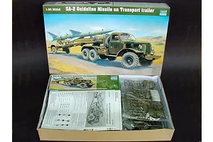 Trumpeter 1/35 SA-2 Guideline Missile w/ Transport Trailer & Truck Scaled Plastic Model Kit image 27058