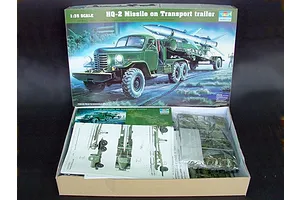 Trumpeter 1/35 HQ-2 Missile w/ Transport Trailer & Truck Scaled Plastic Model Kit image 27075