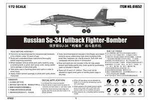 Trumpeter 1/72 Russian Su-34 Fullback Bomber/Fighter Jet Scaled Plastic Model Kit image 27183