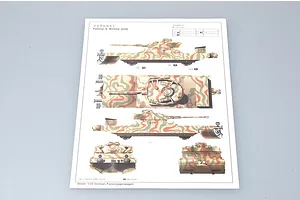 A painting and marking guide sheet for a 1/35 scale German Panzerjager armoured train model kit, showing side, top, and end views with camouflage patterns.