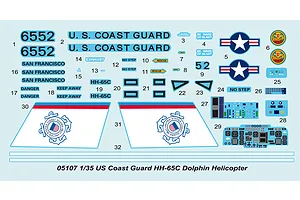 Trumpeter 1/35 US Coast Guard HH-65C Dolphin Helicopter Scaled Plastic Model Kit image 27405