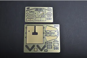 Two photo-etched brass detail sheets for a 1/35 scale Trumpeter model kit on a dark background.