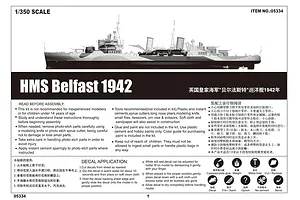 Trumpeter 1/350 HMS Belfast 1942 Light Cruiser Plastic Model Kit image 27456