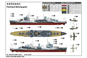 Trumpeter 1/350 HMS Belfast 1942 Light Cruiser Plastic Model Kit image 27457