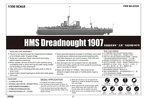 Trumpeter 1/350 HMS Dreadnought 1907 Battleship Plastic Model Kit image 27621