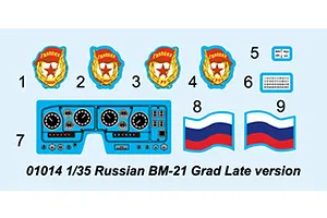 Trumpeter 1/35 Russian BM-21 Grad Multiple Rocket Launcher Truck (Late Version) Scaled Plastic Model Kit image 28204