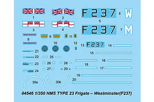 Trumpeter 1/350 HMS Type 23 Westminster (F237) Frigate Plastic Model Kit image 28890