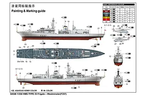 Trumpeter 1/350 HMS Type 23 Westminster (F237) Frigate Plastic Model Kit image 28891