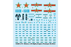 Trumpeter 1/72 Chinese J-20 Mighty Dragon (Prototype No.2011) Fighter Jet Scaled Plastic Model Kit image 29144