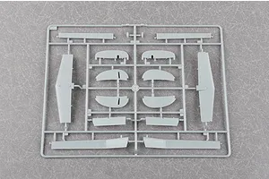 A grey plastic sprue containing various aircraft model parts for a Trumpeter 1/72 scale model kit.