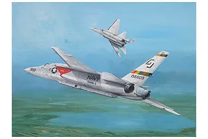 Box art illustration of two RA-5C Vigilante aircraft flying over a landscape with a blue sky.