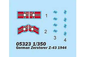 Trumpeter 1/350 German Zerstorer Z-43 1944 Destroyer Plastic Mod Kit image 29592
