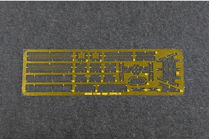 A photo-etched brass fret for a 1/700 scale Trumpeter Graf Zeppelin model kit, featuring various railings and structural parts on a grey felt background.